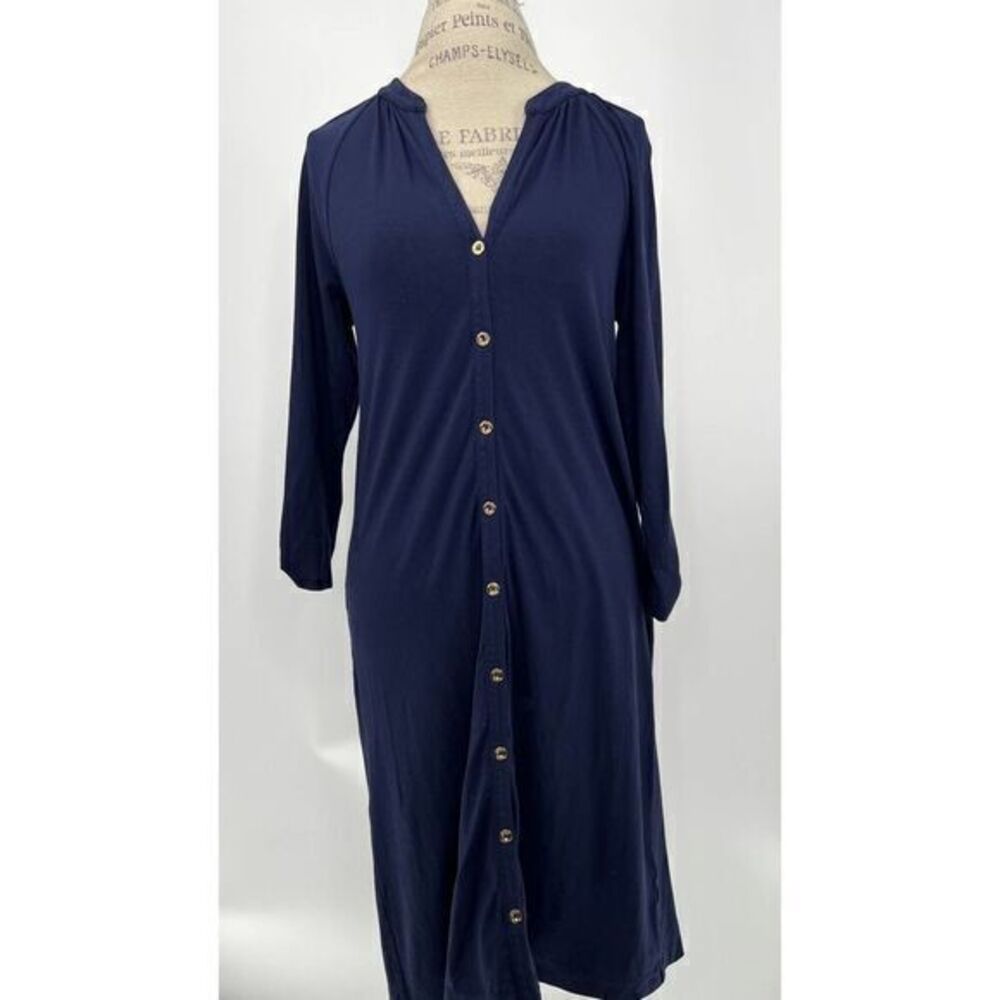 LILLY PULITZER Navy Casual   Button Down Midi Dress SMALL
